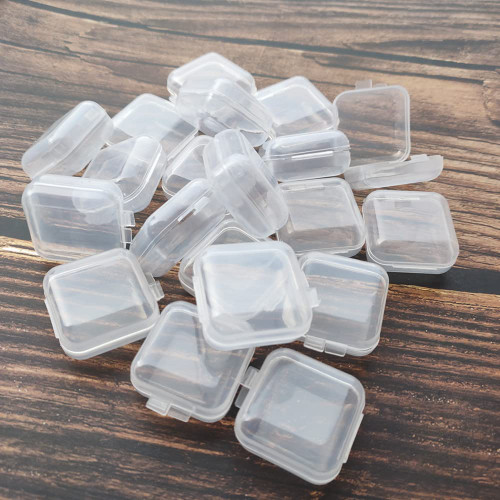20 Pack Plastic Mini Clear Jewelry Box Organizer with Lid, Square Earplug Pill Storage Box Case for Small Items Bead Makeup Craft Project Containers