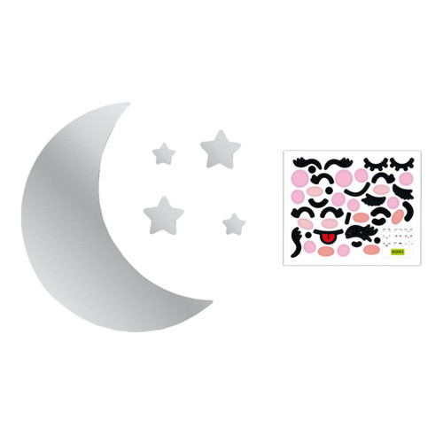 SEWOART 1 Set Moon Mirror Sticker Cartoon Mirrors Decorative Decor Acrylic Wall Decorations Mirror Effect Decal Acrylic Wall Stickers Acrylic Silver Acrylic Moon Mirror