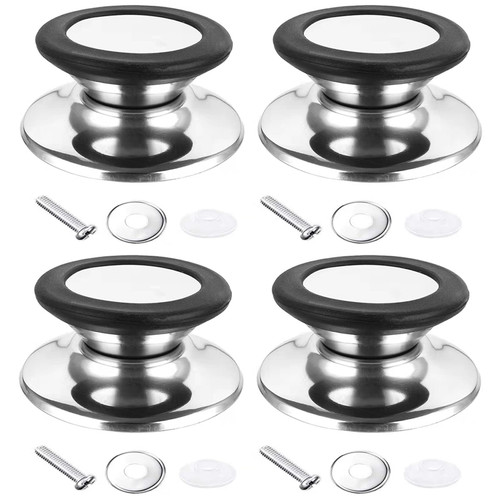 4 Pack Black Pot Lid Knob Replacement, Stainless Steel Pot Lid Handle, Kitchen Cookware Universal Replacement Pan Lid Holding Handles