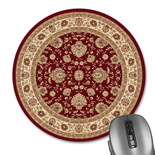knseva Vintage Oriental Persian Floral Round Mouse Pad Retro Red Beige Flowers Design Mandala Art Circular Mouse Pads