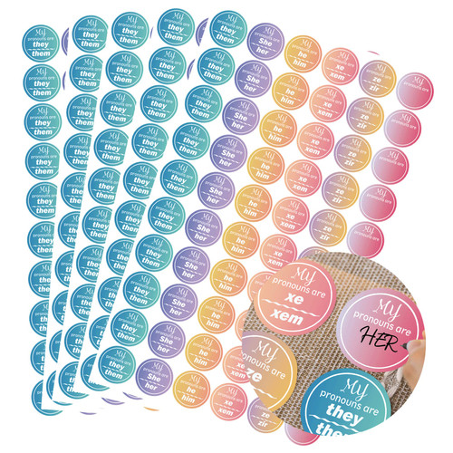 Pop Resin Pcs Pronoun Stickers They Them Gender Identity Labels 1 inch He Him She Her Name Tag Sticker My Pronoun are Labels Pronouns Name Badges Stickers for Party Conference Kids Boys Girls