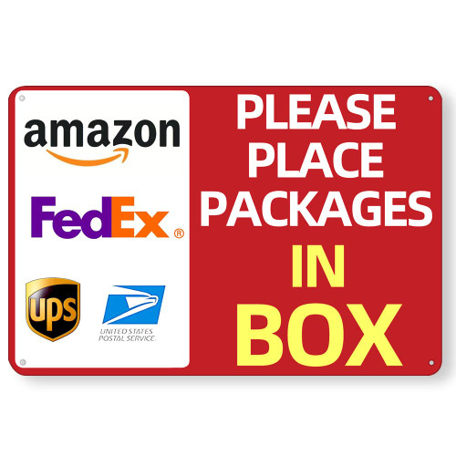 Please Place Packages in Box?Delivery Instructions for My Packages?Delivery Sign for Outdoor?Home, farm, garden, garage12x8inch (B)