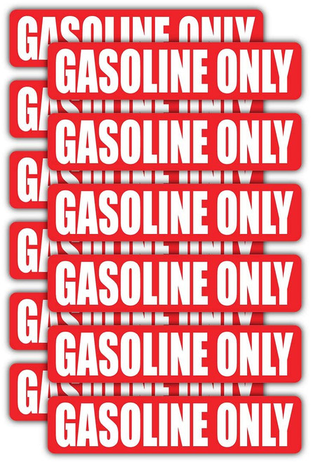 Gasoline ONLY Automotive Fuel Decals | Gas Can Stickers | Truck Labels | Red Vinyl Markers