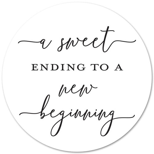 2" Round - A Sweet Ending to A New Beginning Favor Stickers- 40 cnt