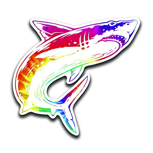 More Shiz Tie Dye Shark (2 Pack) Vinyl Decal Sticker - Car Truck Van SUV Window Wall Cup Laptop - Two 5 Inch Decals - MKS0947