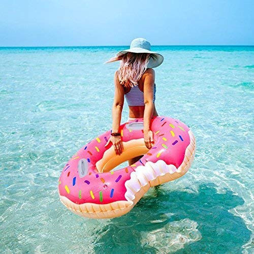 WISHTIME Swim Rings Inflatable Pool Float HQ17001(2017 Pool Swimming Floats for Swimming Pool forAdults Children Toddler Donut with Sprinkles Strawbarry