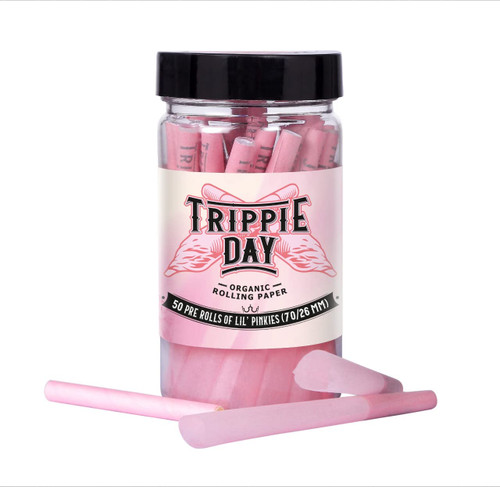 Trippie Day Lil' Pinkies | 50 Pack | Single size Pre rolled cones (70/26mm) | Vegan & Non GMO | No chemical colors used | Puff Puff Puff