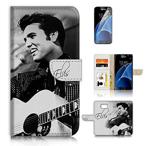 ( For Samsung S7 , Galaxy S7 ) Flip Wallet Case Cover & Screen Protector Bundle - A8415 Elvis Presley