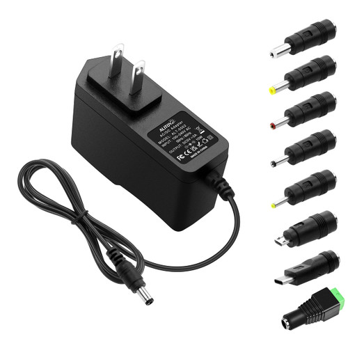 ALITOVE 5V 2A Power Adapter 5V Power Supply 2A 10W 5 Volt Universal AC/DC Adapter DC 5V Power Cord with 8 Tips 5.5x2.5mm 5.5x2.1mm 4.0x1.7mm 3.5x1.35mm 3.0x1.1mm 2.5x0.7mm Micro-USB Type-C