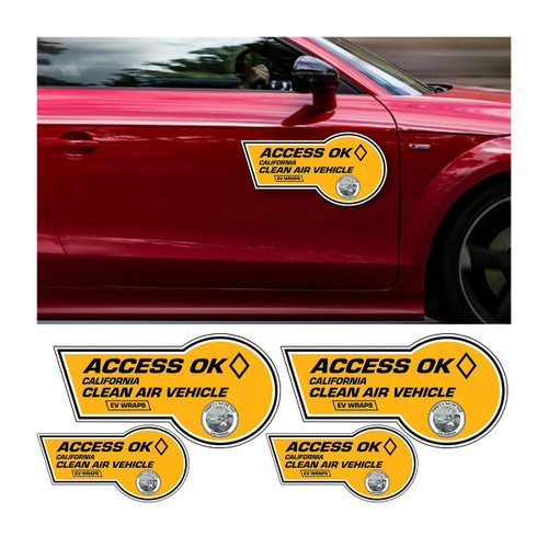 BESULEN California HOV Stickers, 4 Pack Car 3M Paint Protection Film, 2022-2023 Removable PPF Access OK Decals, Prevents Damages from Adhesive & Residue, Universal Car Exterior Accessories (Yellow)