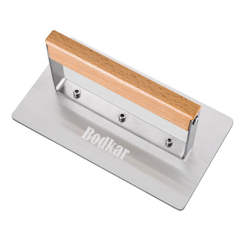 bodkar Smash Burger Press Stainless Steel Rectangular Burger Smasher with Wood Handle, Grill Press Meat Flattener Tool for Flat Top Griddle Grill Cooking bodkar Smash Burger Press Stainless Steel Rectangular Burger Smasher with Wood Handle, Grill Press Meat Flattener Tool for Flat Top Griddle Grill Cooking