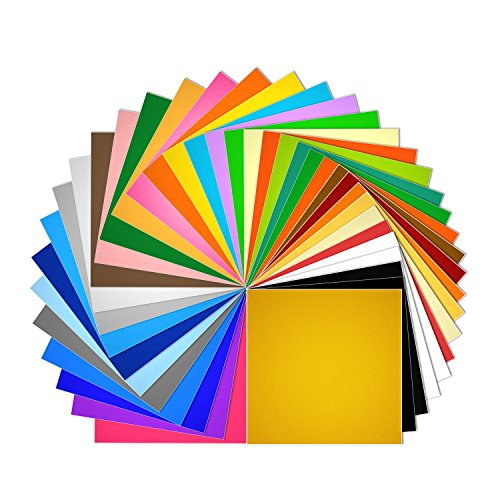 Vinyl Sheets 40 Pack 12 x 12 Premium Permanent Self Adhesive Vinyl Sheets for Cricut,Silhouette Cameo,Craft Cutters,Printers,Letters,Decals (36 Matte Color)