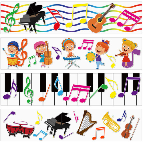 Sureio 65 Feet Musical Note Theme Classroom Bulletin Board Border Bulletin Board Borders for Teachers Summer Classroom Decor Homeschool