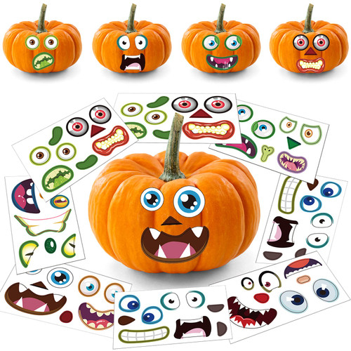 Halloween Party Games Stickers for Kids Make Your Own Halloween Stickers, Kids Halloween Activities Stickers for Halloween Party Favors (24 Pumpkin Sticker)