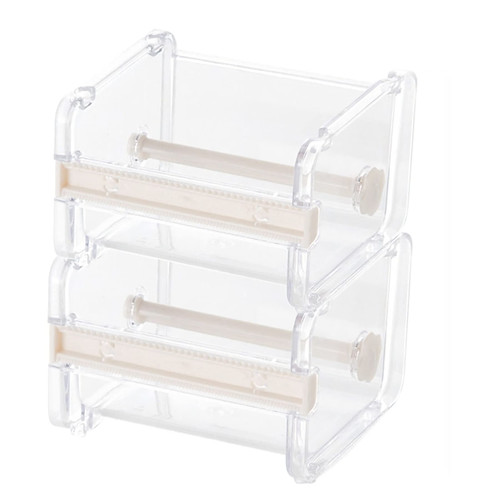 2pcs Washi Tape Dispenser Cutter,Roll Tape Holder Organizer,Masking Tape Desktop Tape DIY Sticker Roll Tape Cutter Holder Storage (Beige)