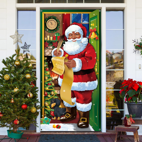 Christmas Door Cover Decoration Christmas Santa Claus Door Cover Xmas Door Hanging Banner Christmas Santa Background Banner for Home Front Door Holiday Christmas Decoration (Black Santa Claus) Christmas Door Cover Decoration Christmas Santa Claus Door Cover Xmas Door Hanging Banner Christmas Santa Background Banner for Home Front Door Holiday Christmas Decoration (Black Santa Claus)