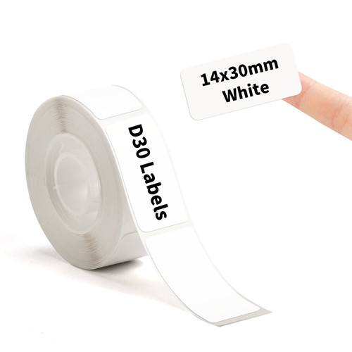 D30 Labels, Compatible with Phomemo D30 Label Maker, White Thermal Label 0.55x1.18in (14x30mm), Label Maker Paper Blank Label Printer Paper Self-Adhesive for Home Storage (1 Roll)