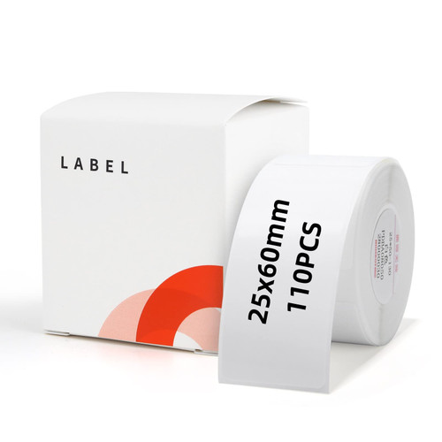 110 Pcs D101 Label Maker Tape Address Labels Name File Folder Waterproof Sticker Labels for School, Baby Bottles, 25 x 60mm, 110 Labels/Roll, White