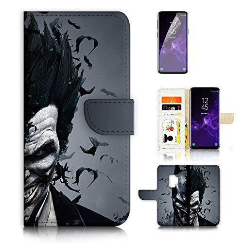 ( For Samsung S9+ / Galaxy S9 Plus ) Flip Wallet Case Cover & Screen Protector Bundle - A9502 Batman and Joker