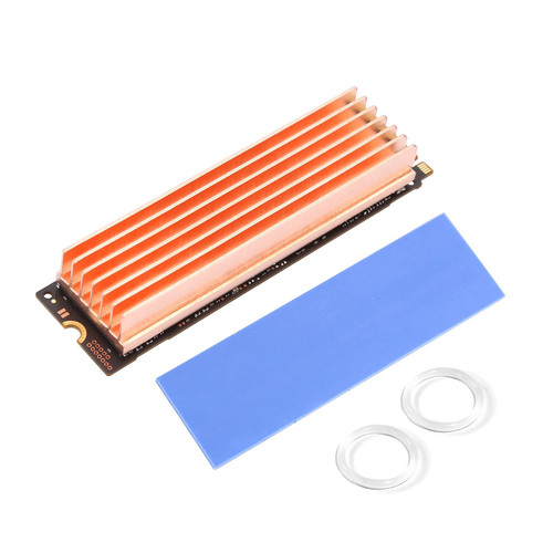 Awxlumv M.2 Heatsink Pure Copper Nvme ssd Heat Sink 7 Fins with Thermal Silicone pad for PC / PS5 M.2 PCIE NVMe SSD or M.2 SATA SSD