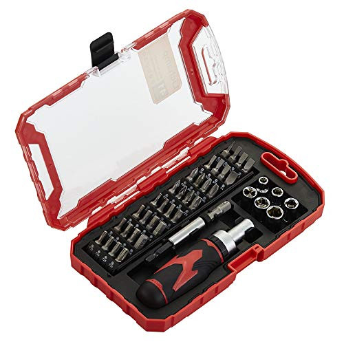 Lichamp Ratchet Screwdriver, 41 Piece Mini Ratcheting Screwdriver Socket Bit Set, Combination Tool Set Household Hand Tool Home Repair Kit Magnetic Driver Plastic Toolbox Storage Case (8202)