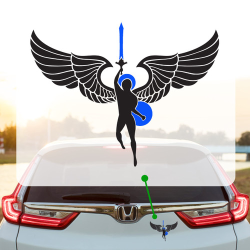 GRITKULTURE Reflective Saint Michael The Archangel Thin Blue Line Decal Sticker 4 Inch X 3.6 Inch for Cars, Trucks, Tumblers, Laptops, and Window Decal Police US Flag #2