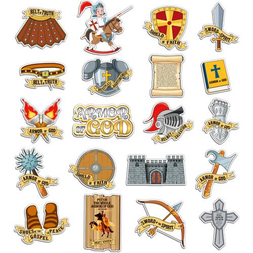 Junkin 500 Pcs Armor of God Stickers for Kids Bible Verse Religious Stickers Armor Knight Stickers Medieval Stickers for Toddler Sunday School Classroom Teacher Reward Art Crafts Religious Party Favor