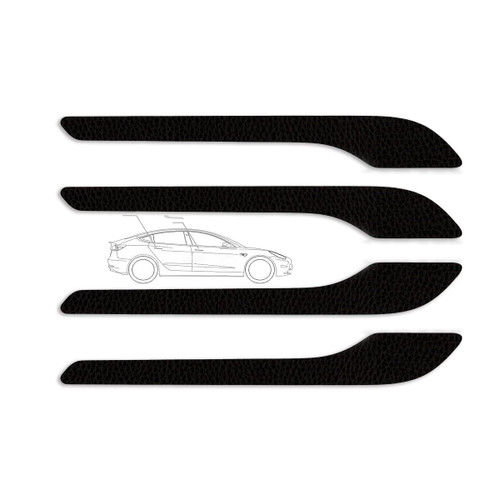 Setourinst Tesla Door Handle Sticker, Leather Black Anti Scratch Door Cup Protector, unmarked Automatic Door Handle Protective Film for Model 3 Y Custom Cut Decal (Set of 6)