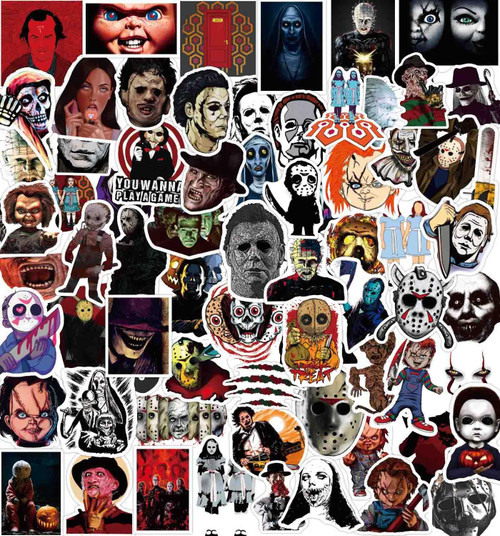200 Pcs Horror Stickers, Vinyl Waterproof Laptop Decals Water Bottle Stickers, Horror Movie Theme Decor Halloween Stickers Scary Gift for Teens Adults