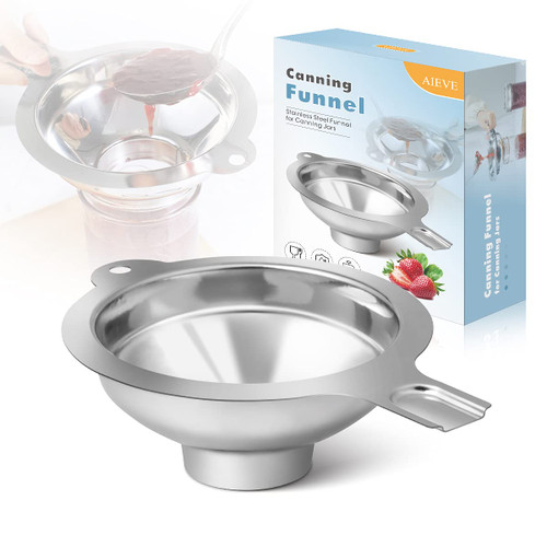Aieve Canning Funnel, Canning Supplies Kitchen Funnel with Handle for Wide and Regular Mouth Jars