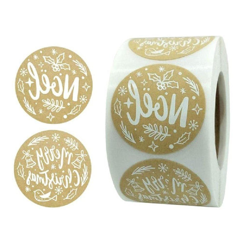 500 Pcs Round Christmas Stickers Roll Self Adhesive Cowhide Paper Labels Stickers Christmas Presents Sealing Stickers Gift Box Labels Sticker Decorations