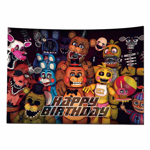 TOUGUGOLY Five Nights at Freddy's Backdrop Party Supplise Five Nights at Freddy's Happy Birthday Background Decorations Banner Photography Background 5x3FT