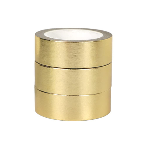 AxeWoodz 3 Rolls Gold Foil Washi Tape Set DIY Craft Decorative Metallic Washi Tape Graphic Art Paper Masking Tapes Self Adhesive Washi Sticky Tape for Gift Wrapping (3 Rolls, Gold)
