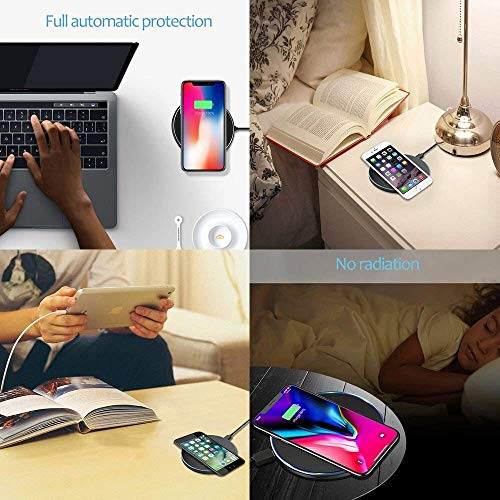 Wireless Charger, 7.5W Wireless Fast Charge for iPhone X/8/8 Plus, 10W Fast Wireless Charging for Samsung Galaxy S8/Note 8/S7/5, 5W for Galaxy S9/S9 Plus and All Qi Enabled Phones (Black)