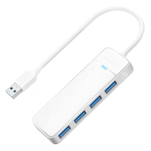 4-Port USB Hub, iDsonix USB 3.0 Hub 5Gbps USB Splitter for Laptop, Multi USB Port Expander for MacBook, Windows/Mac OS, Linux, Flash Drive, HDD (0.15M) White