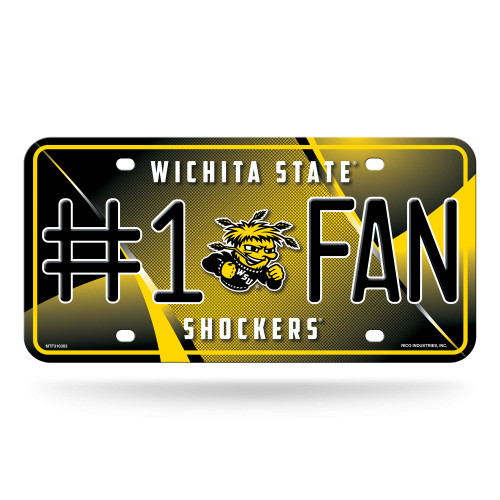 Rico Industries unisex #1 NCAA Wichita State Shockers 1 Fan Metal License Plate Tag, Team Color, 6 x 11.5- US