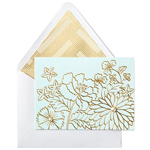 Hallmark Signature Blank Cards, Gold Flowers (8 Cards with Envelopes)