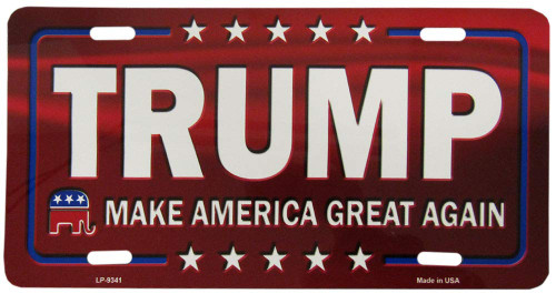 Trump Make America Great Again Red 6"x12" Aluminum License Plate Sign - Made in USA