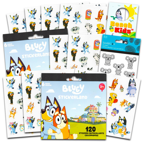 Bluey Party Favors Bundle - 240 Bluey Stickers Featuring Bluey, Bingo, Bandit, Door Hanger, and More | Bluey Party Supplies