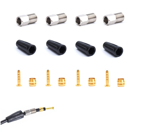 Hydraulic Disc Brake Service Kit Including Sleeve nuts, Rubber Covers, Brass Olives and Barbed Fittings Compatible with Shimano BH59 / BH90, AVID SRAM, Magura Hose, Pack of 4 sets (for Magura)