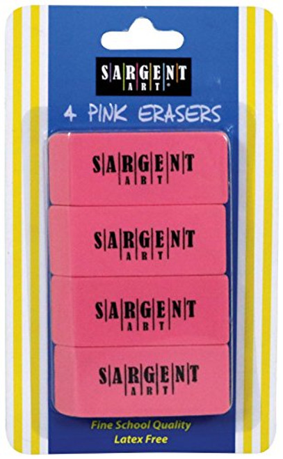 Sargent Art 36-1013 4 Count Eraser Blister Pack, Pink