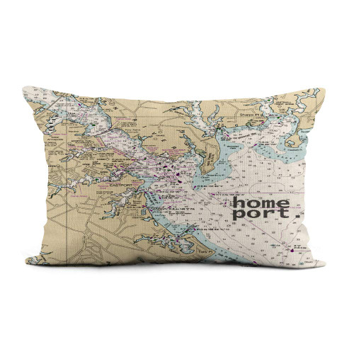 Topyee Throw Pillow Cover 12x20 Inch Nautical Annapolis Home Port Sailing Chart Maryland Map Chesapeake Home Decor Pillowcase Lumbar Pillow Case Cushion Cover for Sofa Couch Bed