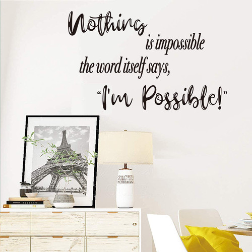 Summerjokes Funny Inspiring Nothing is Impossible. The Word Itself says I'm Possible! Wall Sticker Decal Vinyl Wall Sticker, Family Living Room Dining Room Bedroom Apartment Gym Dormitory Office Cafe Art Wall Decoration