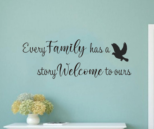 Summerjokes Every Family Has A Story Welcome to Ours Funny Wall Sticker Decal Vinyl Sticker, Family Living Room Kitchen Dining Room Bedroom Couple Romantic Marriage Cafe Library Art Wall Decoration