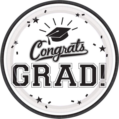 Amscan School Colors Pride Round Plates, 7", White