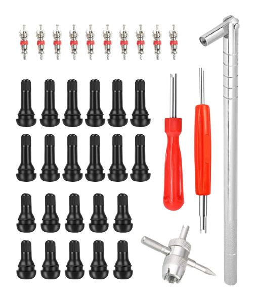 AOCISKA Tire Valve Stem Puller Tools Set,Includes Valve Stem Cores,4 Way Valve Core Remover,Single Head Tire Valve Core Remover,Valve Stem Installer, Tire Repair Schrader Valve Tool