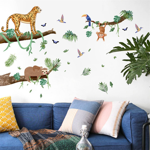 Cartoon Animal Wall Sticker, Children's Zoo Sticker Jungle Leopard Monkey Wall Sticker Mural Decoration Kindergarten Bedroom Classroom Corridor Wall Sticker (Green) Cartoon Animal Wall Sticker, Children's Zoo Sticker Jungle Leopard Monkey Wall Sticker Mural Decoration Kindergarten Bedroom Classroom Corridor Wall Sticker (Green)