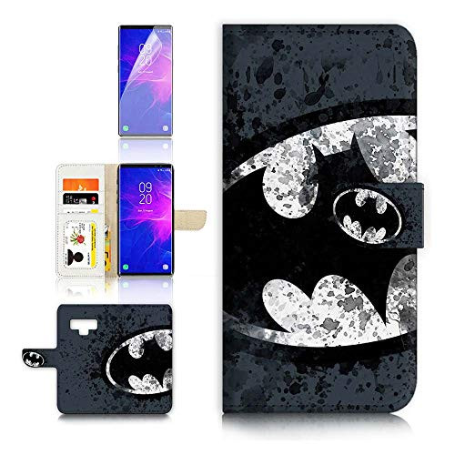 (for Samsung Note 9, Galaxy Note 9) Flip Wallet Case Cover & Screen Protector Bundle - A8183 Batman