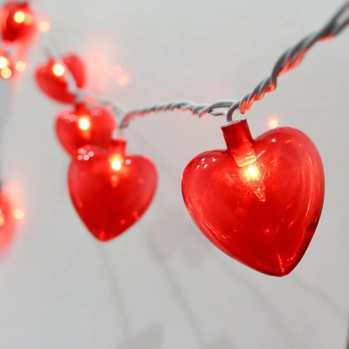8.5Ft Heart String Lights,8.5Ft Valentine's Day Heart String Lights with 10 Red Hearts, Connectable Love Heart Lights for Valentine's Day, Mother's Day, Party Decor, Wedding, Holiday Decorations
