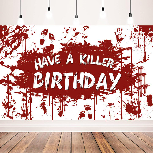 Have a Killer Birthday Party Decorations Halloween Horror Birthday Banner Backdrop for Have a Killer Party Decorations, 71x43 inch